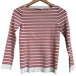 Tory Burch Ribbed Knit Striped Top Size S Cream color with Burnt Orange Stripes
